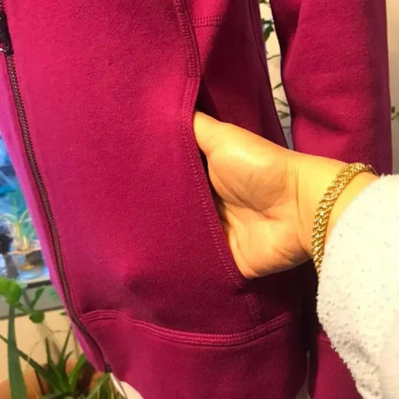 T By Talbots Full zip Cozy Purple Jacket Women Size S Pocket - Picture 6 of 7